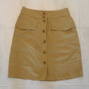 Khaki Button Up Skirt with Pockets